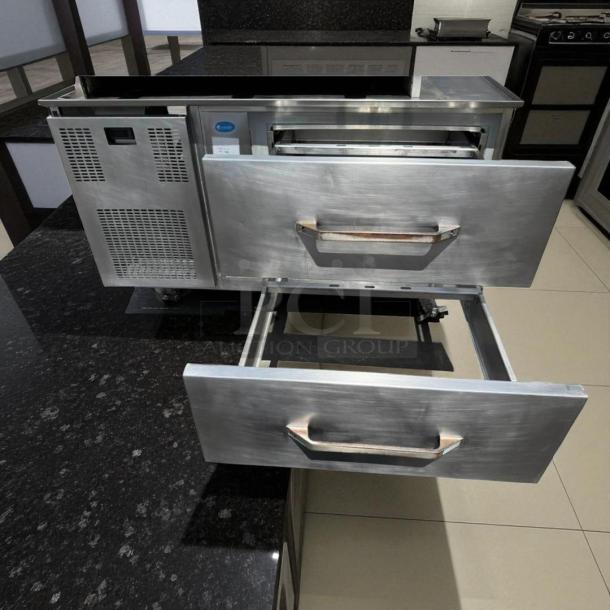 Randel Model W1784385-1 2 Drawer Refrigerated Chef Base, in great condition, stainless steel finish, tested and working.