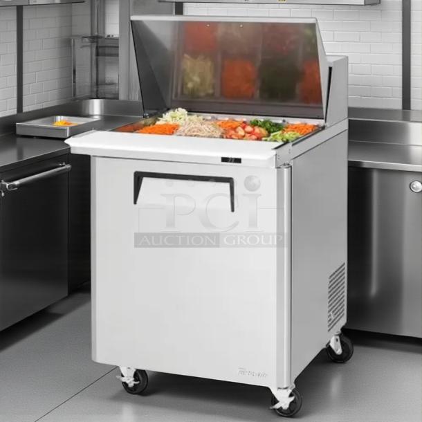 Turbo Air MST-28-12-N prep table; excellent condition, stainless steel, for sandwiches/salads, 115V, fully tested.
