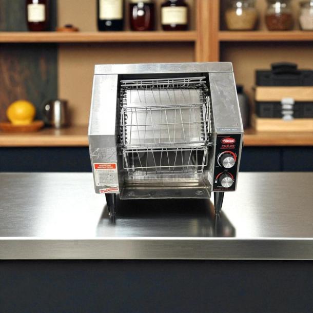 Hatco TRH-60 Toast-Rite conveyor toaster, 10 slices/min, 240V, stainless steel, tested and working, front panel controls visible.