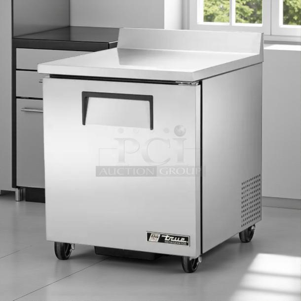 True TWT-27-HC 1-Door Worktop Refrigerator, 27" stainless steel, on wheels, excellent condition, fully tested, 115V.