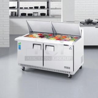 Excellent Condition - Everest EPBWR2 Swing Top Prep Table 24 Pans, 115v, NSF - 16 cu. ft. - Tested and Working! - Item #1207247