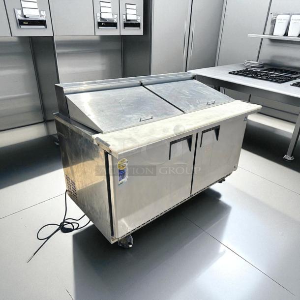 Everest EPBWR2 Swing Top Prep Table, excellent condition, holds 24 pans, 115v, 16 cu. ft., NSF certified, tested, working.