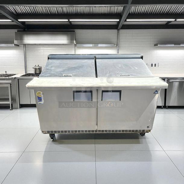 Everest EPBWR2 Swing Top Prep Table, 24 pans, 115v, 16 cu. ft., NSF certified, excellent condition, tested and working.