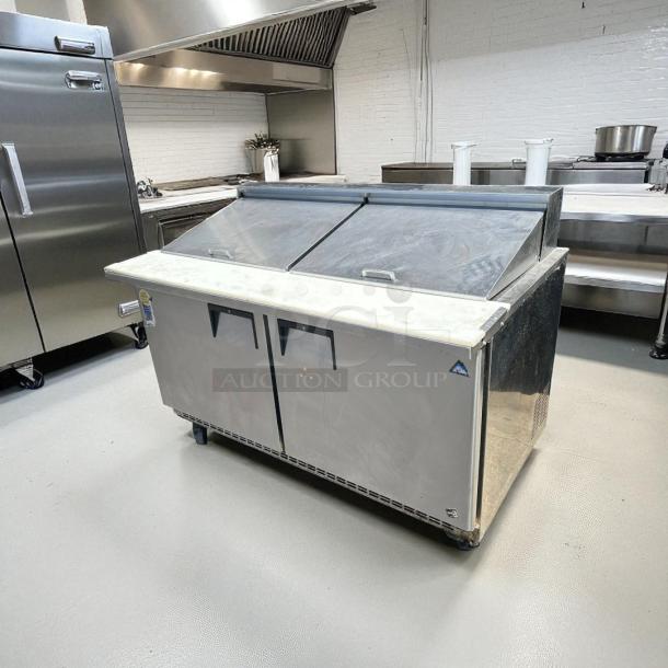Everest EPBWR2 Swing Top Prep Table, excellent condition, fits 24 pans, 16 cu. ft., NSF certified, 115v, tested and working.