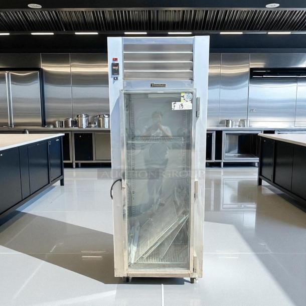 Traulsen G11010 reach-in refrigerator, single glass door, right hinge, excellent condition, tested working, 115v.