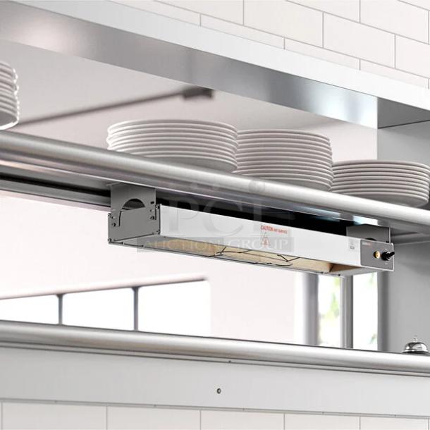 Brand new ServIt 36" strip warmer, single toggle control, 120V, 850W, in packaging. Ideal for food warming.