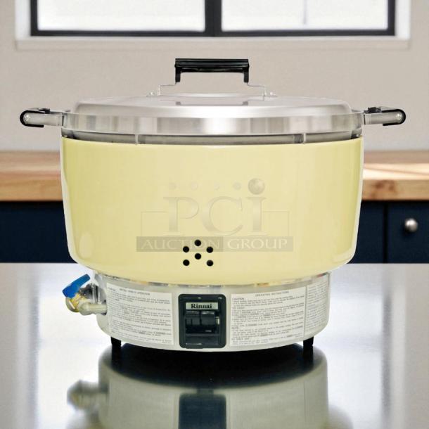 Rinnai RER55ASN 55 Cup Commercial Gas Rice Cooker, natural gas, fully tested, excellent condition, yellow exterior.