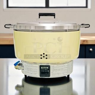 Rinnai RER55ASN 55 Cup Commercial Gas Rice Cooker, natural gas, fully tested, excellent condition, yellow exterior.