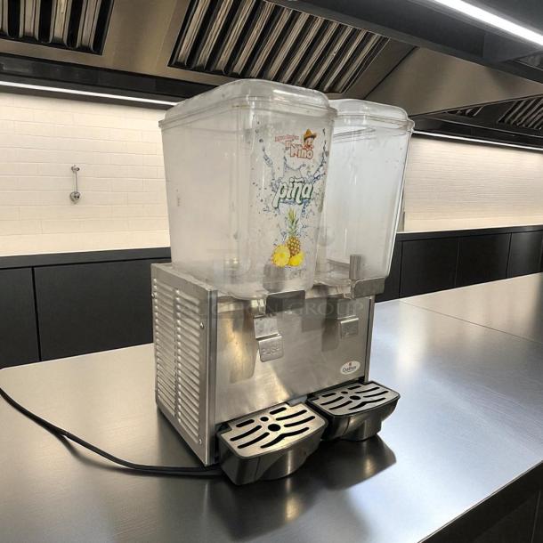 Crathco D25-3 beverage dispenser, twin 5-gallon bowls, excellent condition, 115V, fully tested, stainless steel, model T410033.