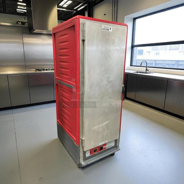 Metro C539-HFS-U heated holding cabinet, red, solid door, tested working, excellent condition, adjustable controls panel.
