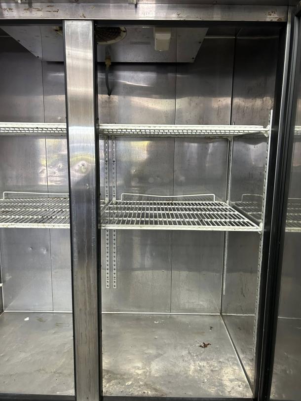 Turbo Air 2-Door Commercial Refrigerator, Model MSR-49NM, excellent condition, wire shelving, stainless interior.