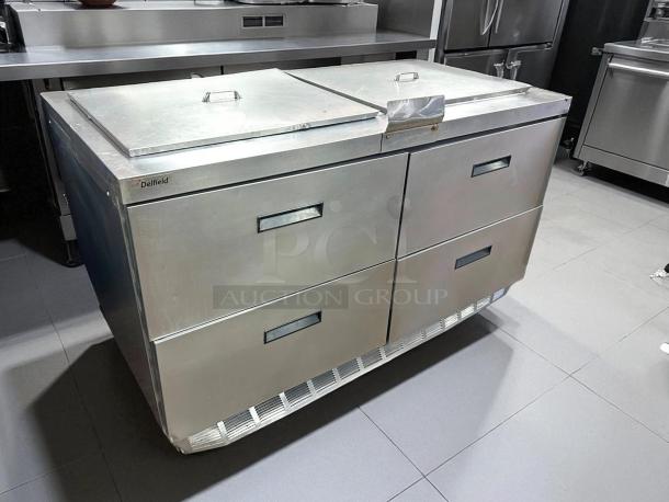 Delfield D4460NP-24M 60" 4-drawer refrigerated sandwich prep table, excellent condition, stainless steel finish.