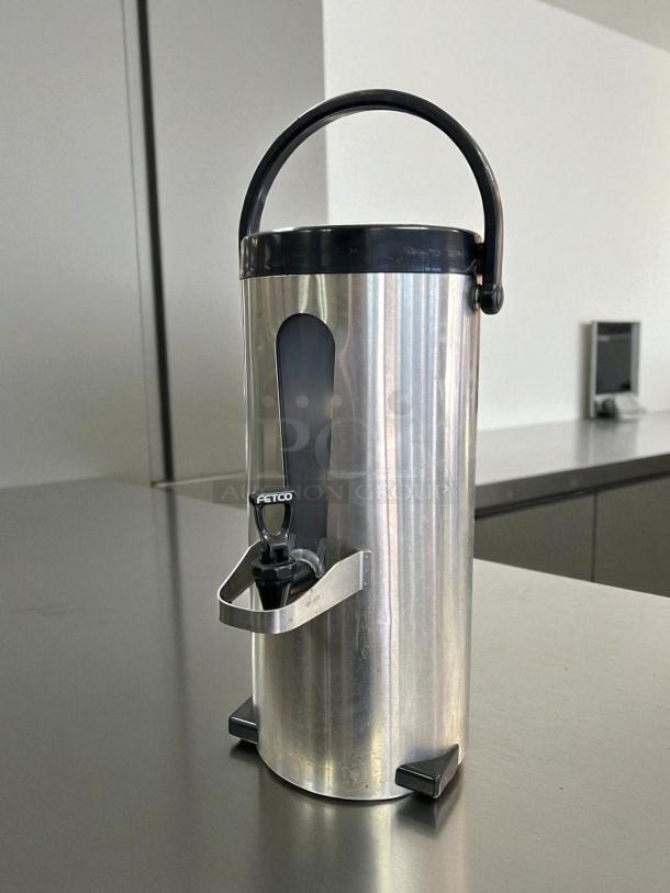 FETCO ITD-30 iced tea dispenser, 3-gallon capacity, stainless steel, model 233445. New old stock, tested and working.