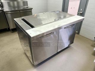 Continental SW48-N-18M 48" 2 Door Mighty Top Refrigerated Sandwich Prep Table, stainless steel, fully tested, excellent condition.