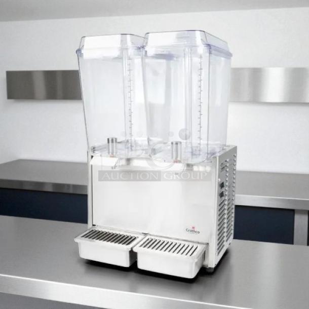 Crathco D25-3 cold beverage dispenser, excellent condition, dual tanks, fully tested and operational, stainless steel.