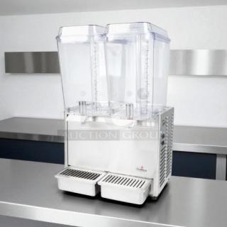 Crathco D25-3 cold beverage dispenser, excellent condition, dual tanks, fully tested and operational, stainless steel.