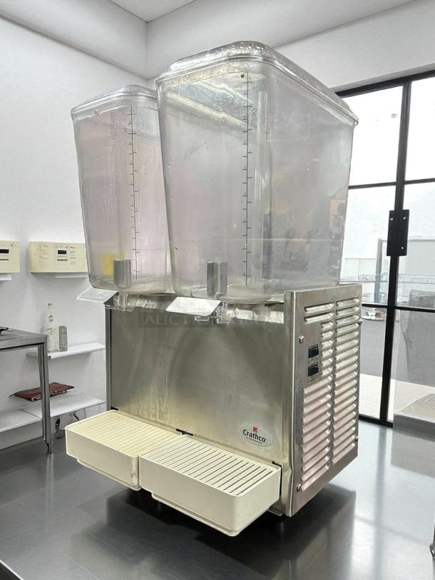 Crathco D25-3 cold beverage dispenser, excellent condition, stainless steel, dual tanks, fully tested, operational.