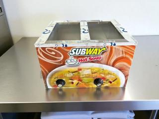 Duke CSW-2-T-AM Subway Edition electric soup warmer, 2-well, 120V/115V, 1100W, tested and working, vibrant soup-themed casing.