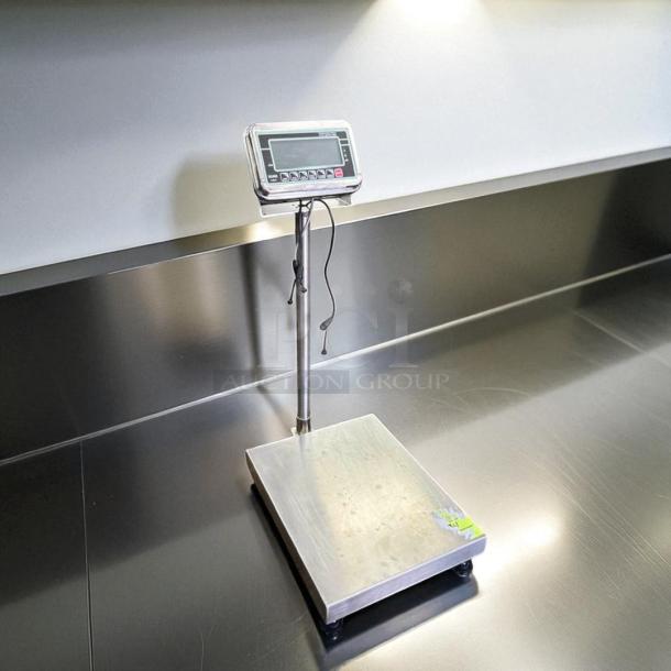 Uline Digital Platform Scale H-5837, excellent condition, tested, 120V. Features digital display, stainless steel platform.