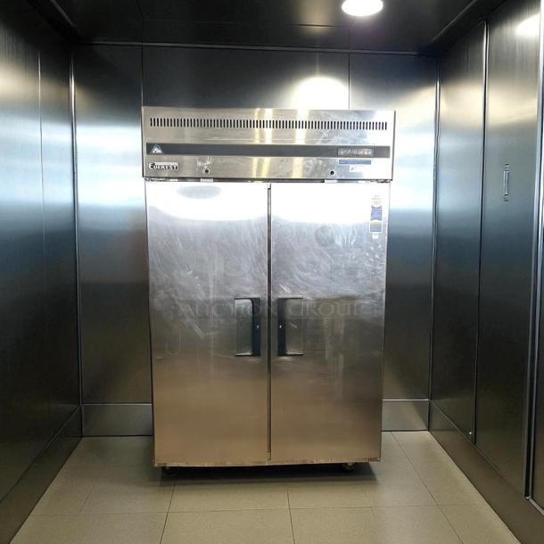 Everest ESF2 stainless steel reach-in freezer, 48 cu. ft, 2 solid doors, top mount, great condition, tested, working.