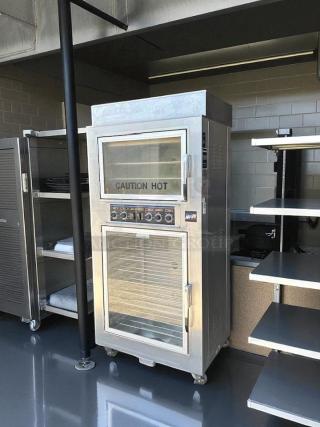 NuVU SUB-123P double deck electric oven proofer combo, stainless steel, fully tested, caution hot label, excellent condition.