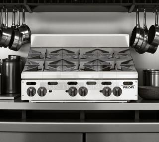 Excellent Condition – Vulcan VHP636-1 Countertop Gas Hotplate – 6 Burners – 180,000 BTU – Fully Tested & Working! - Item #1207124