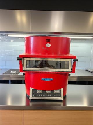 TurboChef FIRE countertop pizza oven, 240V, excellent condition, fully tested, red exterior, model FIRE, digital controls.