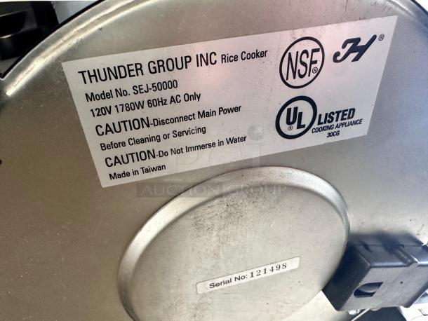 Thunder Group SEJ-50000 Commercial Rice Cooker, 30 Cup, NSF/UL certified, 120V 1780W. Excellent condition, made in Taiwan.