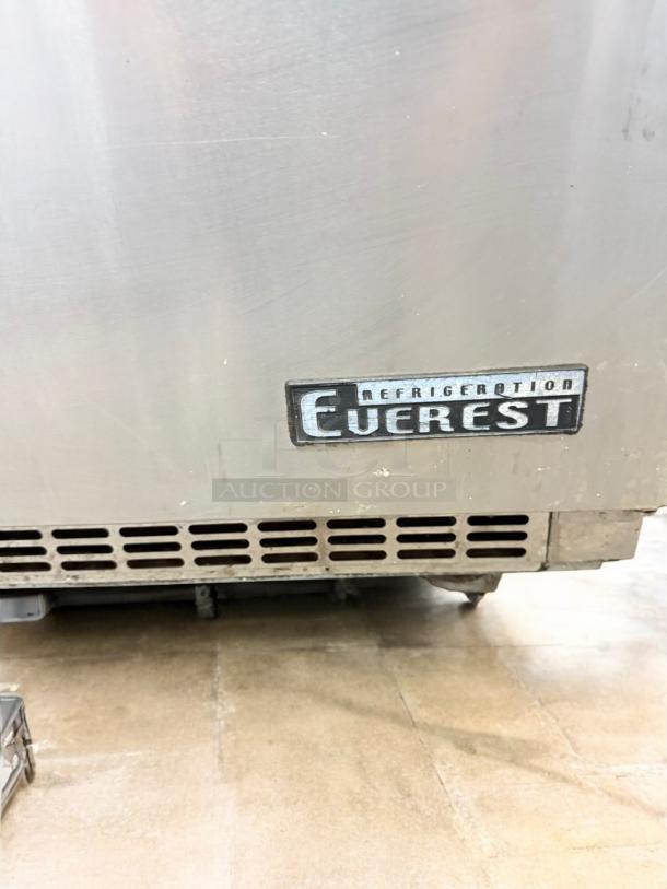 Everest EPBNR3 3-Door Refrigerated Sandwich Prep Table in excellent condition, 115V, fully tested. Everest brand logo visible.