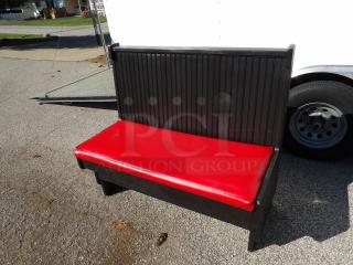 Single booth with red removable cushion, solid wood, excellent condition, paintable.