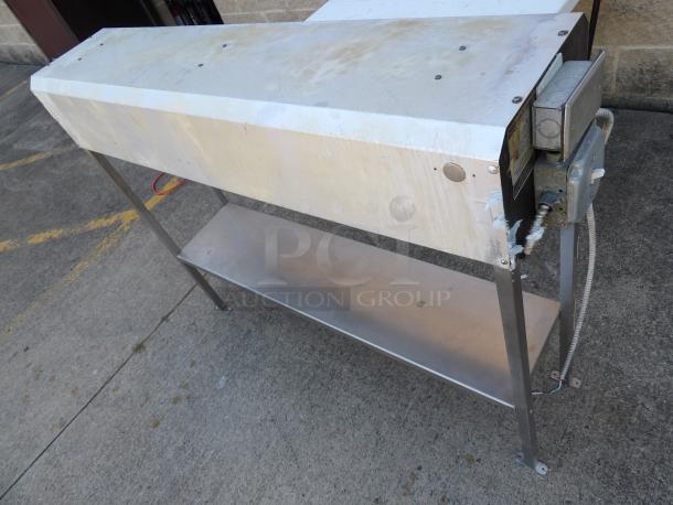 Crescor Infra-Red Warmer, Model 488-U-4, with 1500 Watts, shows wear, features a stainless steel stand.
