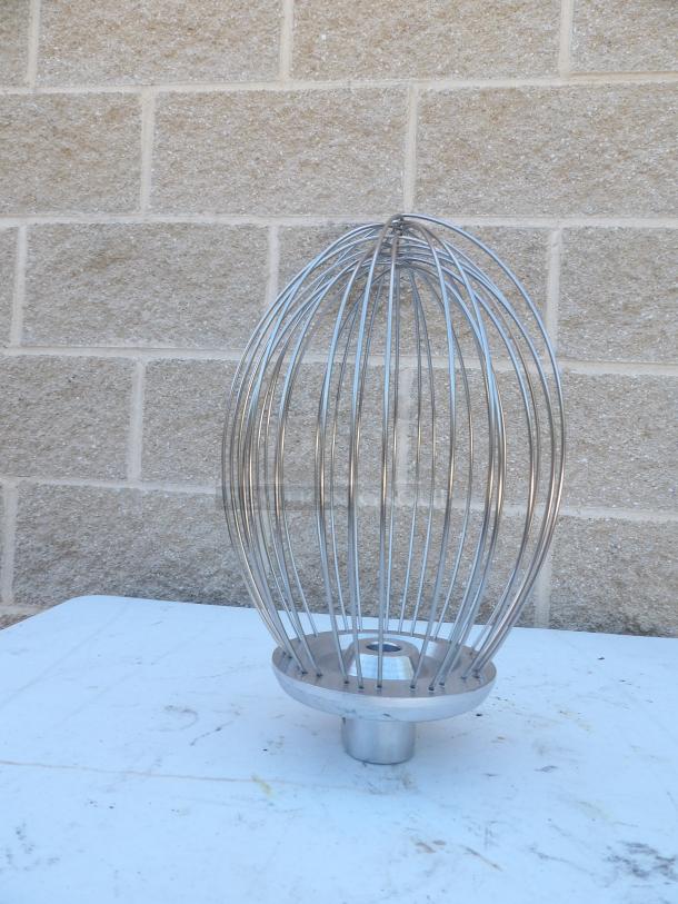 Stainless steel 20Qt mixing whisk, new condition, durable construction, ideal for commercial or home use.