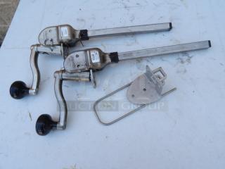 Nemco 56050-1 CanPRO manual can opener, heavy-duty side cut, permanent mount, used condition, includes mounting bracket.