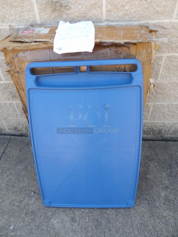 Metro myCart MY2636-35BU blue utility cart top, antimicrobial material, three shelves, no chrome posts, 28x40 inches.