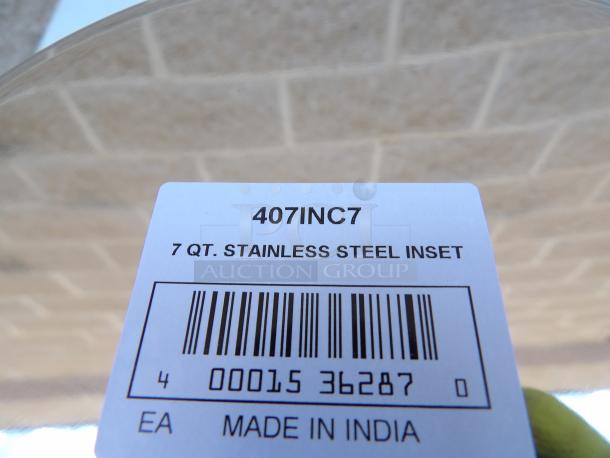 Stainless steel insert, 7 quarts, brand new, model 407INC7, barcode 0001536287, made in India.