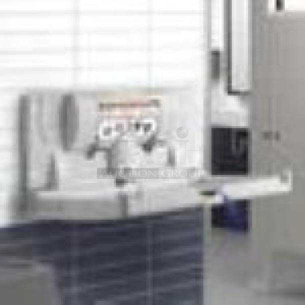 Lavex gray wall-mounted baby changing station, model 47JBCJHGY, in excellent condition, dimensions 36x21x5 inches.