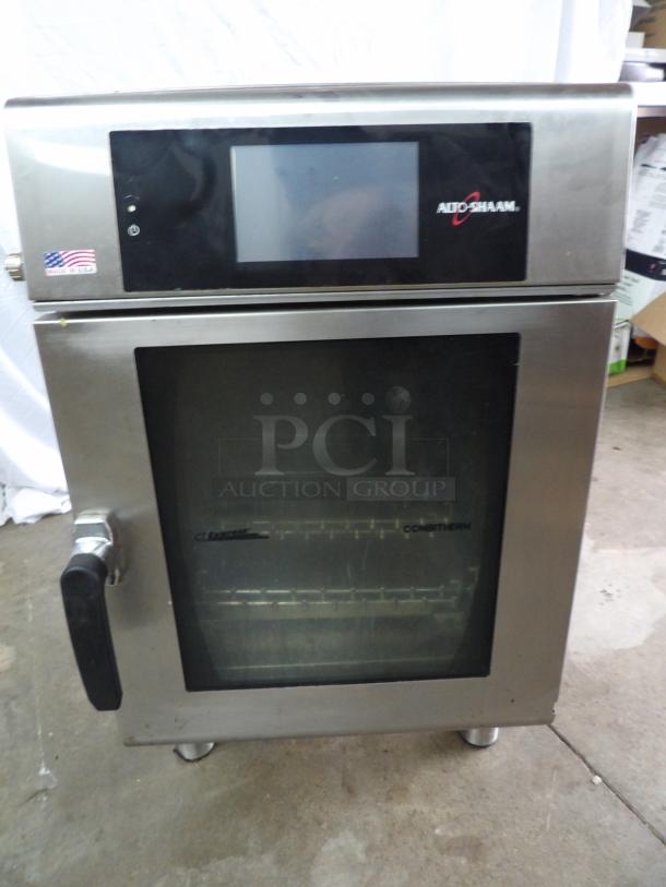 2018 Alto Shaam CTX4-10EC stainless steel combi oven, electric, clean condition, 208V, 1 phase, with touchscreen and labels.