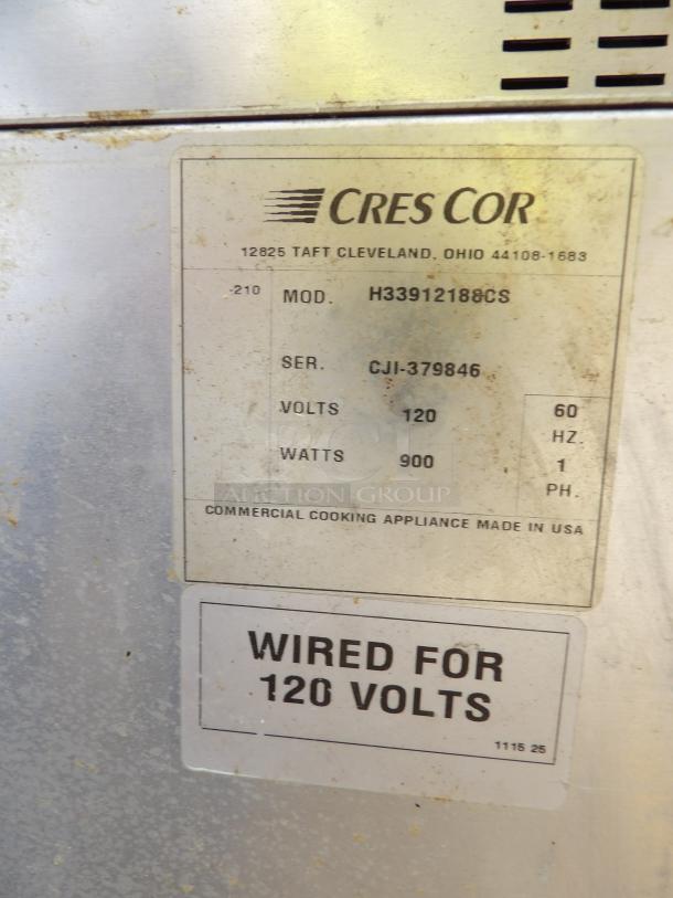 Cres Cor Warmer Model H33912188CS, 120 volts, visible label with specs, used condition, powers on.