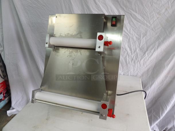 CE DR-IV 110V Pizza Dough Roller Sheeter, stainless steel, adjustable thickness, suitable for 4-16 inch dough, used condition.