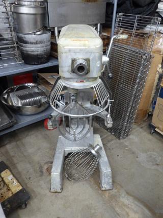 Thunderbird ARM-30 Metal Commercial Floor Style 30 Quart Dough Mixer w/ Bowl Guard, Whisk & Paddle, 115 Volts, 1 Phase. Powered On - Item #1207369