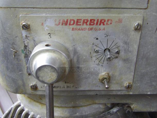 Thunderbird ARM-30N 30 Quart Dough Mixer with dial, partially visible brand label, worn condition, 115V, 1 Phase.
