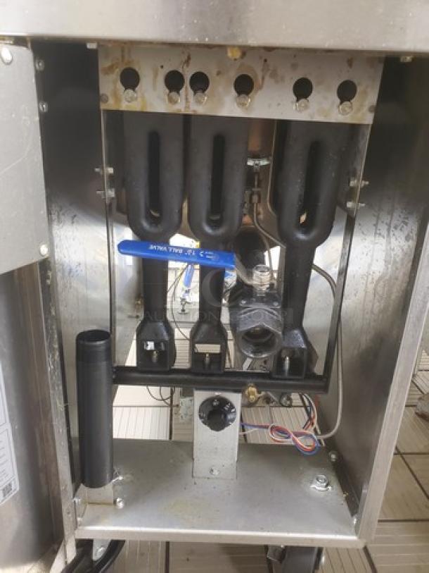 Atosa ATFS-40 40 LB deep fryer interior, showing heating elements and gas components in good condition.