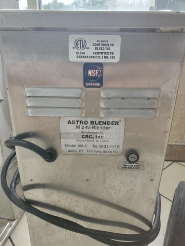Astro Blender AM-2 Mix-N-Blender with certification labels, model AM-2, 115 volts, 60 Hz, used condition.