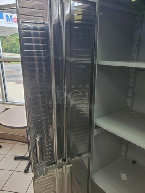 Seville Classics UltraHD Storage Cabinet, stainless steel, dual doors, adjustable shelves, new condition, model UltraHD.