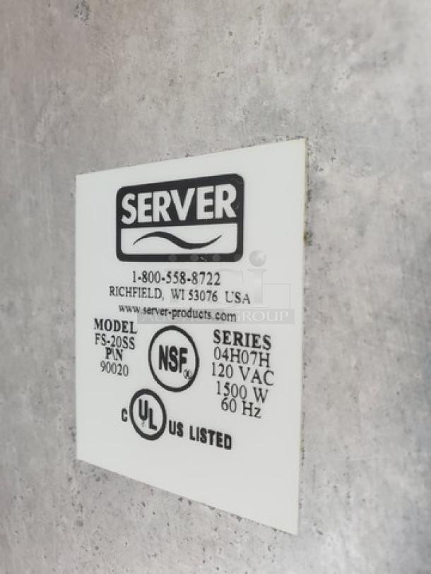 Server FS-20SS 90020 steam table pan warmer, UL and NSF certified, 120 VAC, 1500 W, in used condition.