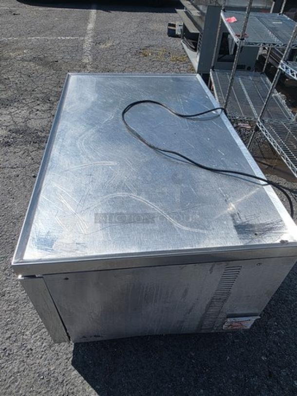 Silver King SKRCB50H Chef Base Refrigerator, 50", 115v/60hz/1ph/2A, flat top, two drawers, stainless steel, used condition.