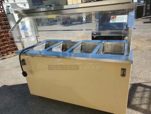 Colorpoint 5E4-CPA-EB 4-Well Electric Steam Table, 208V, 1 PH, 60 Hz, good condition, with protective glass shield.