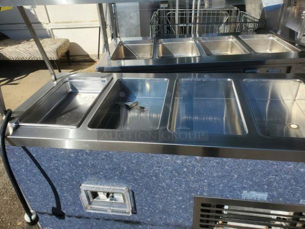 Duke HB4-1H/3CM Electric Buffet Unit, 115V, stainless steel, four compartments, excellent condition, for hot/cold service.