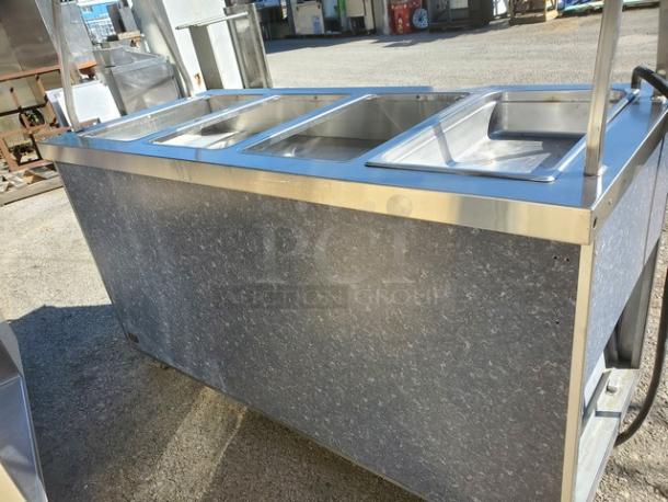 Duke HB4-1H/3CM Electric Buffet Hot/Cold Unit, stainless steel, 115V, 1 PH, 60 Hz, features three compartments, outdoor condition.