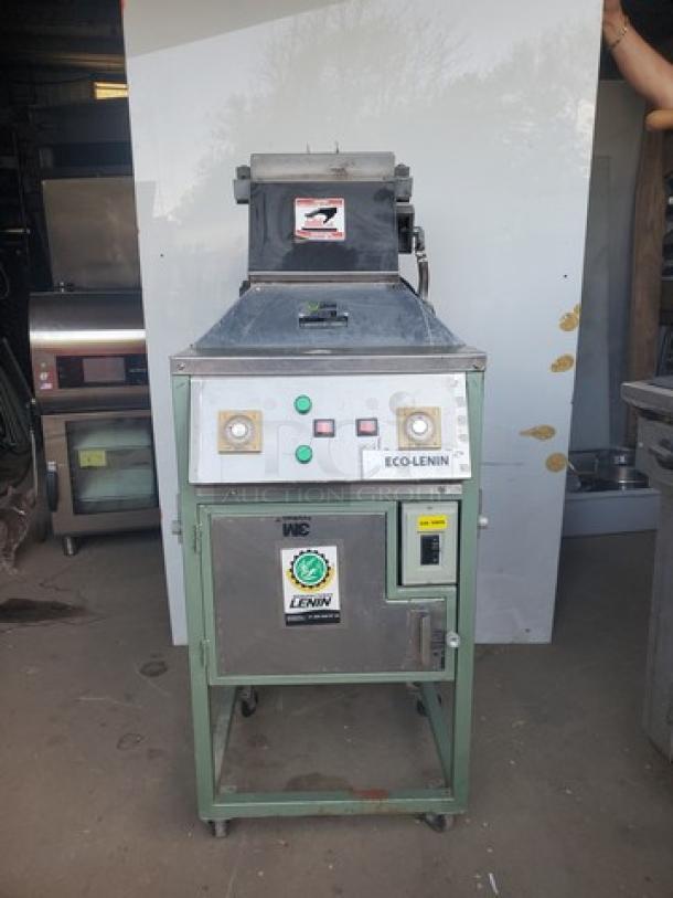 ECO Lenin Cam Press Tortilla Machine, 208-220V, Single Phase, ECO-HC LENIN, used condition, control panel, and brand labels visible.